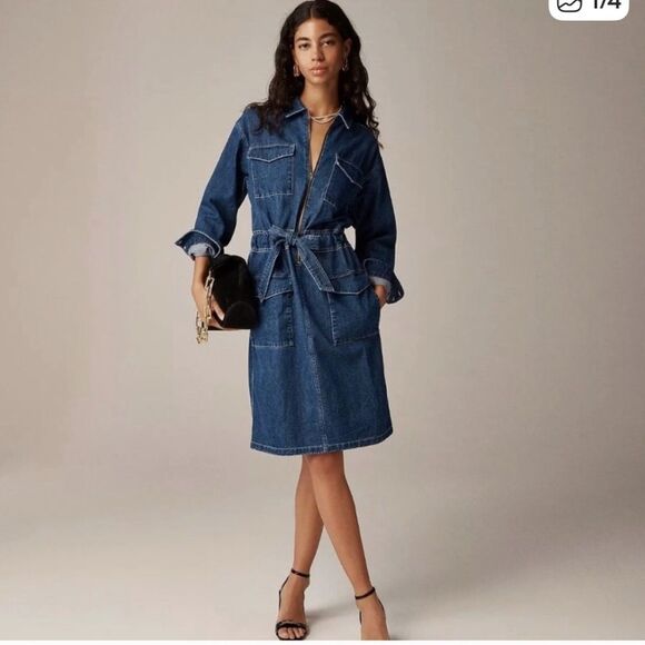 NWT J crew Denim utility dress size 8 - Picture 1 of 8